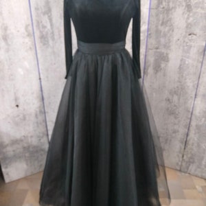 Black Tulle Dress, Black Simple Dress, Prom Dress, Evening Dress, Cocktail Dress, Feminine Party Dress, Maxi Dress