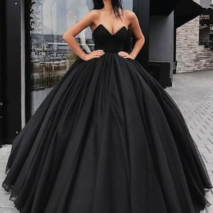 Plus Size Bridal Gown, Black Wedding Dress, Off shoulder Tulle Dress, Evening Dress, Maxi Tulle Dress, Bridesmaid Women Dress, Party Dress