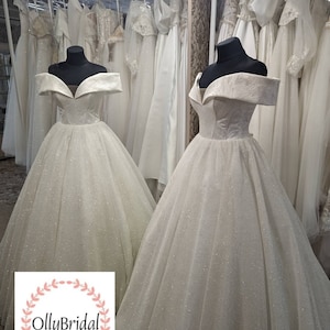 Elegant Wedding Dress, Sparkly Wedding Dress, Corset Wedding Dress, Clasic Wedding Dress, Ivory Sparkly Bridal Gown