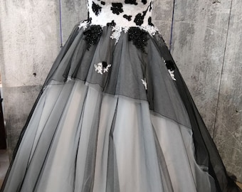 Black Lace Gown, Black Tulle Dress, Formal Lace Dress, Plus Size Bridal Gown, Gothic Wedding Dress