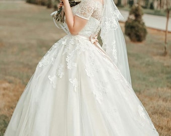 Elegant Wedding Dress, Romantic Bridal Dress,Mermaid Wedding Dress, Lace Dress,Train Wedding Dress,Wedding Dress A-Line,Bridal Gown