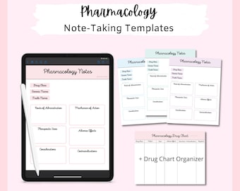 Pharmacology Note-Taking Templates | Concept Map Templates | Pharmacology Notes | GoodNotes Template