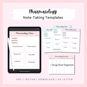 Pharmacology Note-Taking Templates | Concept Map Templates | Pharmacology Notes | GoodNotes Template