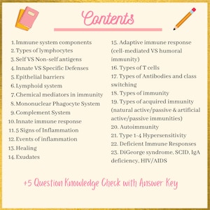 Pathophysiology Immune System Notes Bundle With Bonus Quiz - Etsy
