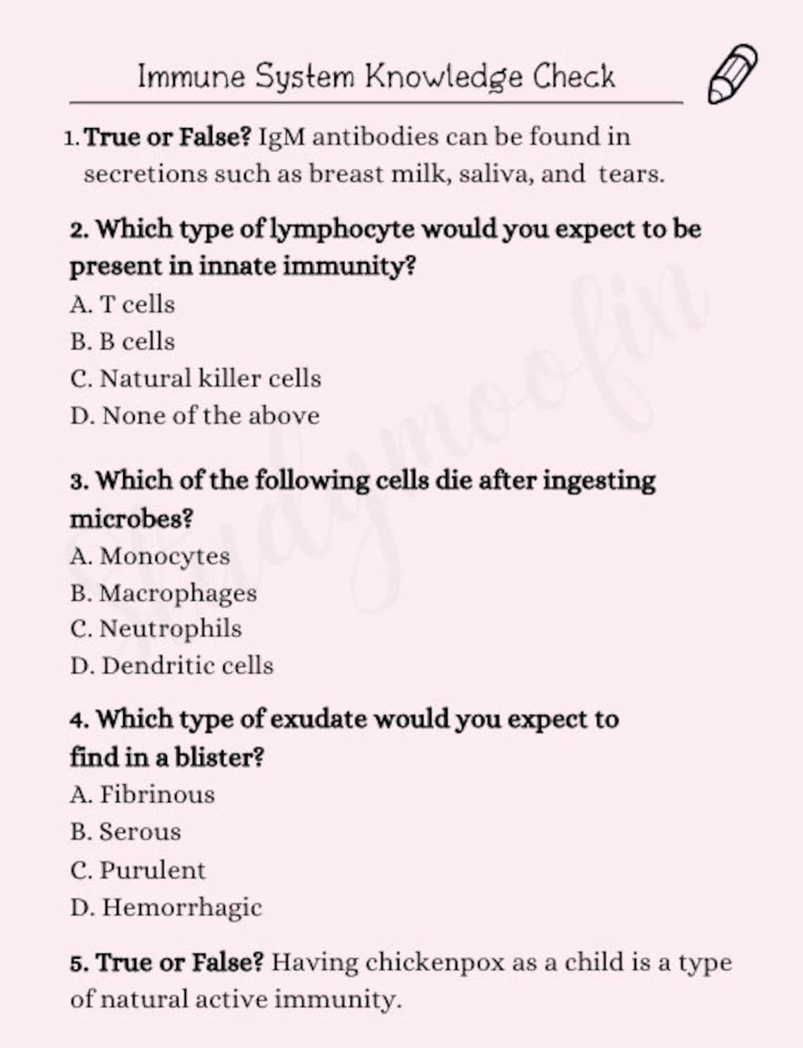 Pathophysiology Immune System Notes Bundle With Bonus Quiz - Etsy