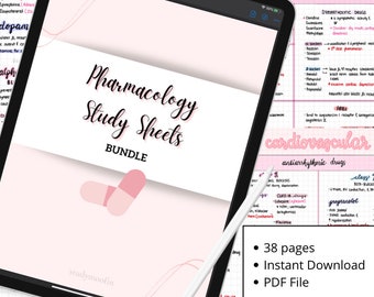 Pharmacology Study Sheets Bundle | Pharmacology Notes Bundle | Pharmacology Study Guide