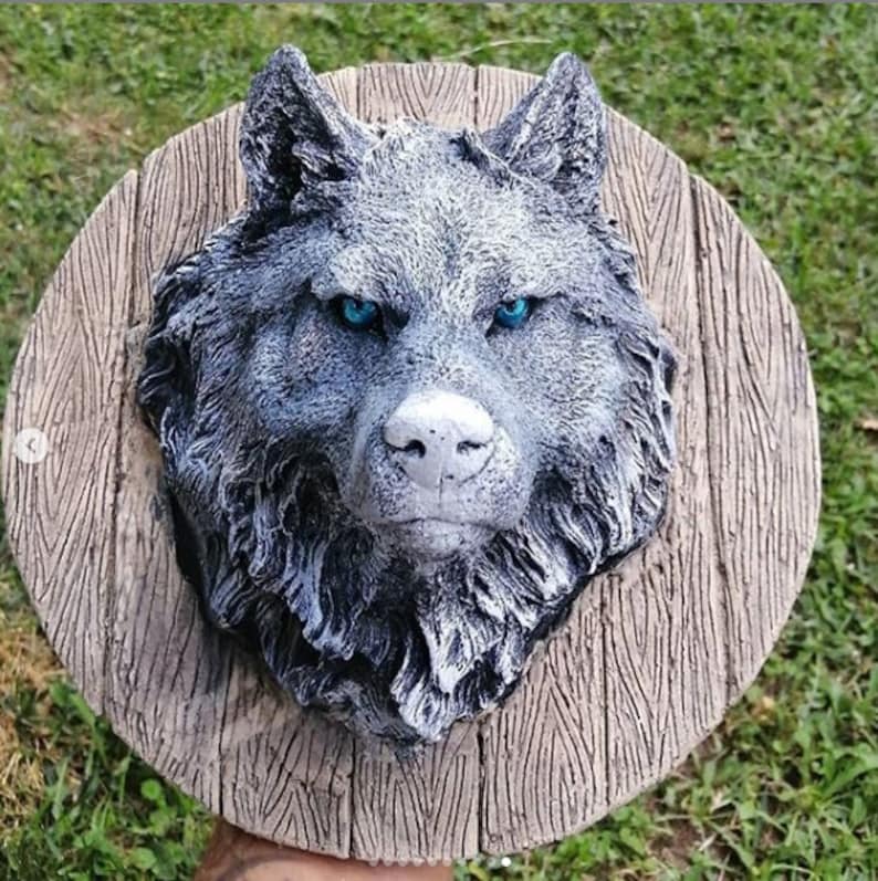 Wall Decor Wolf Head Ceramic Wolf Decor Animals Wolf Decor Etsy
