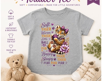 Camiseta infantil con la canción del tigre / Camiseta infantil con un lindo tigre / Camiseta con la rima infantil del tigre / Camiseta infantil con animales / Regalo para niños