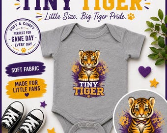 Jeugdshirt kleine tijger, T-shirt toekomstige tijger, op LSU geïnspireerd kindershirt, paarsgouden tijgerwelp, peuter-T-shirt, gameday-kindershirt, baby tijger