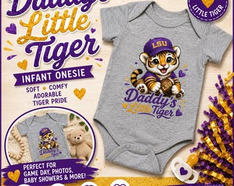 Daddys Little Tiger babybody | LSU babybody | Fotbollsdräkt för baby | Tiger Cub babybody | Babyshowerpresent | Southern Baby