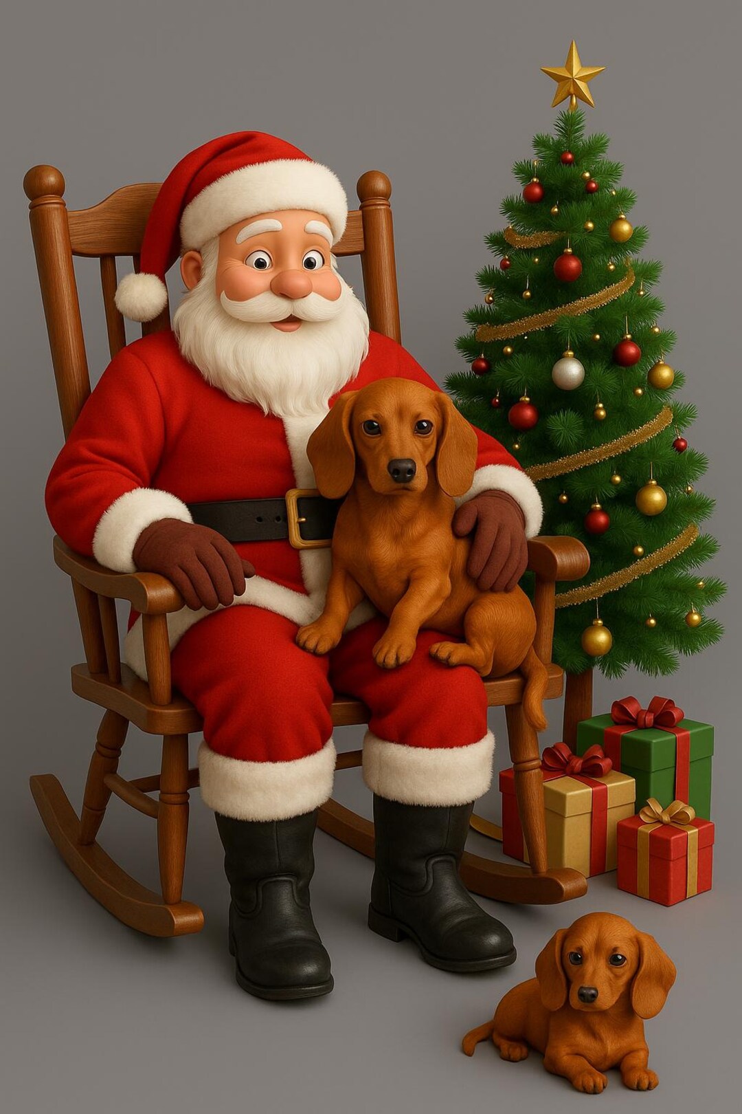 Santa Dachshund Christmas PNG Graphic (digital Download) - Etsy