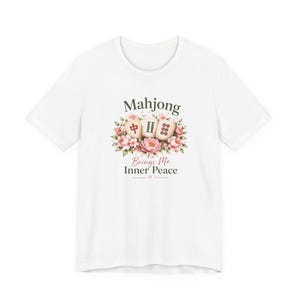 Mahjong Inner Peace Shirt, Lotus Mahjong Tee, Mahjong Lover Gift, Floral Mahjong Shirt, Game Night Shirt, Zen Mahjong Aesthetic Tee image 2