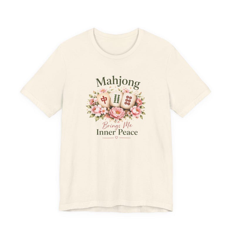 Mahjong Inner Peace Shirt, Lotus Mahjong Tee, Mahjong Lover Gift, Floral Mahjong Shirt, Game Night Shirt, Zen Mahjong Aesthetic Tee image 4
