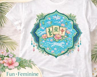 Serengeti Inspired Mahjong Shirt Tropical Mahjong Tee Safari Floral Graphic Tee Resort Style Mahjong Outfit Matching Set Available