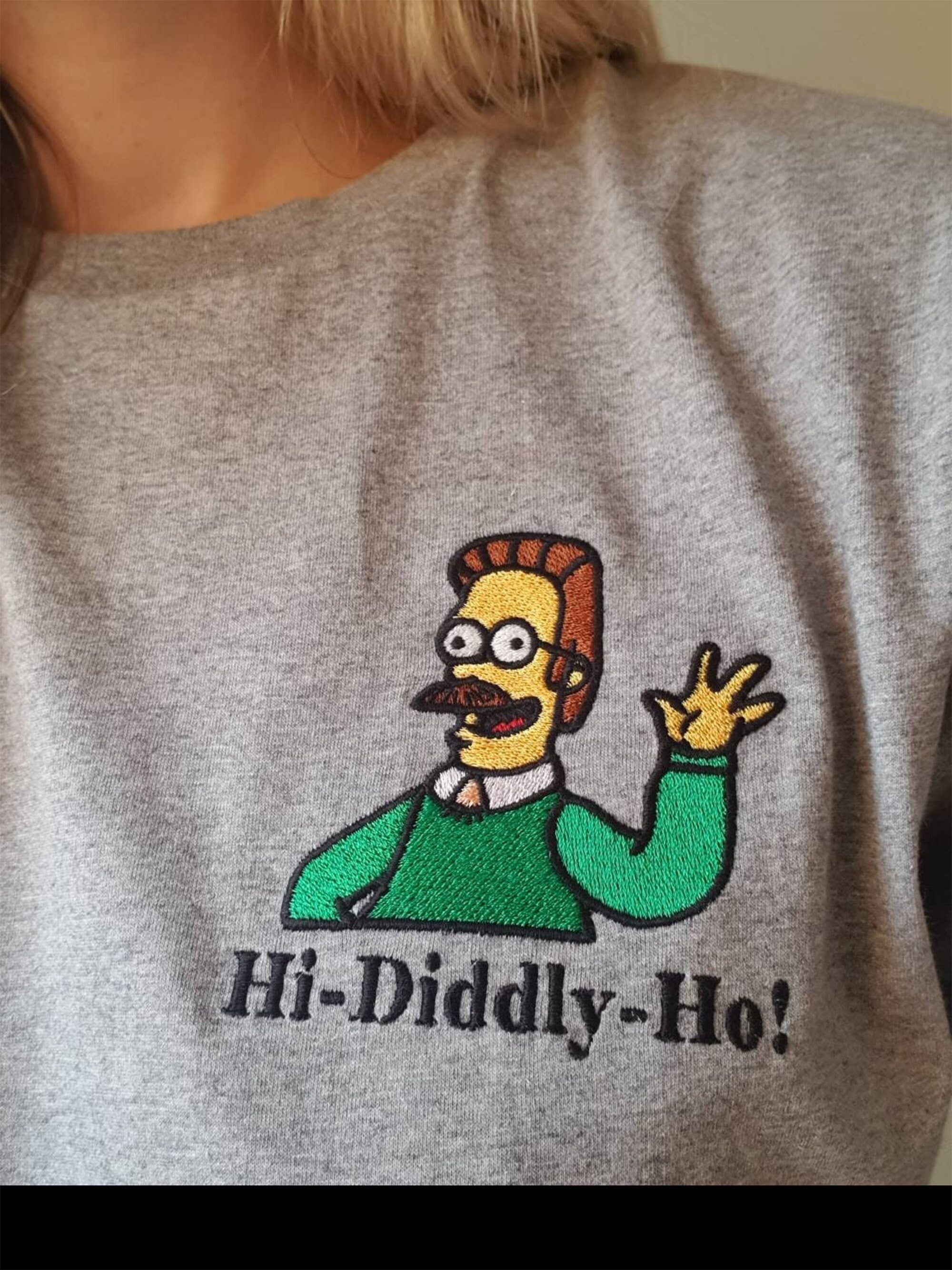 Ned Flanders Hididdlyho the Simpsons Embroidered Shirt Etsy