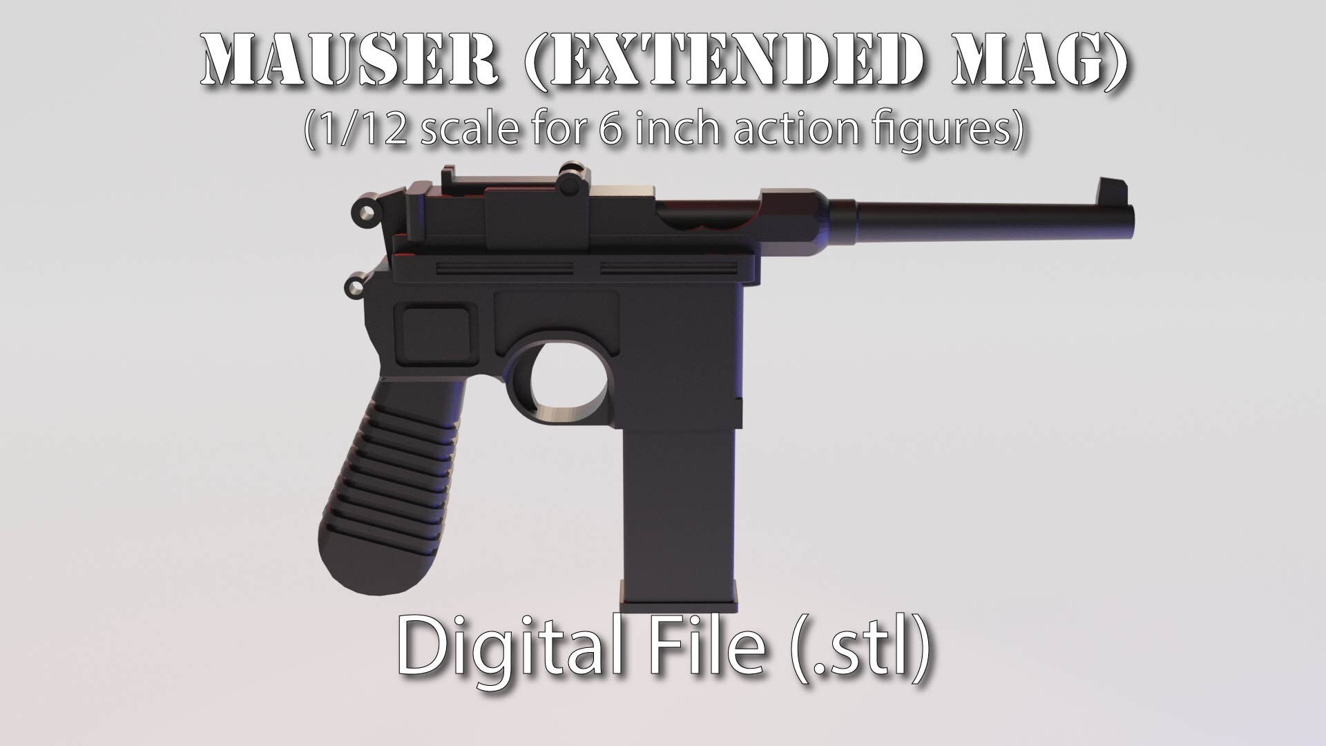 Mauser Pistol extended Mag Digital .stl File Etsy
