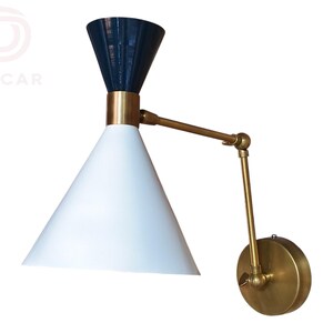 Vintage Italian Stilnovo Brass Wall Sconce with Enamel Detail - 1950s Lighting Decor Gifts