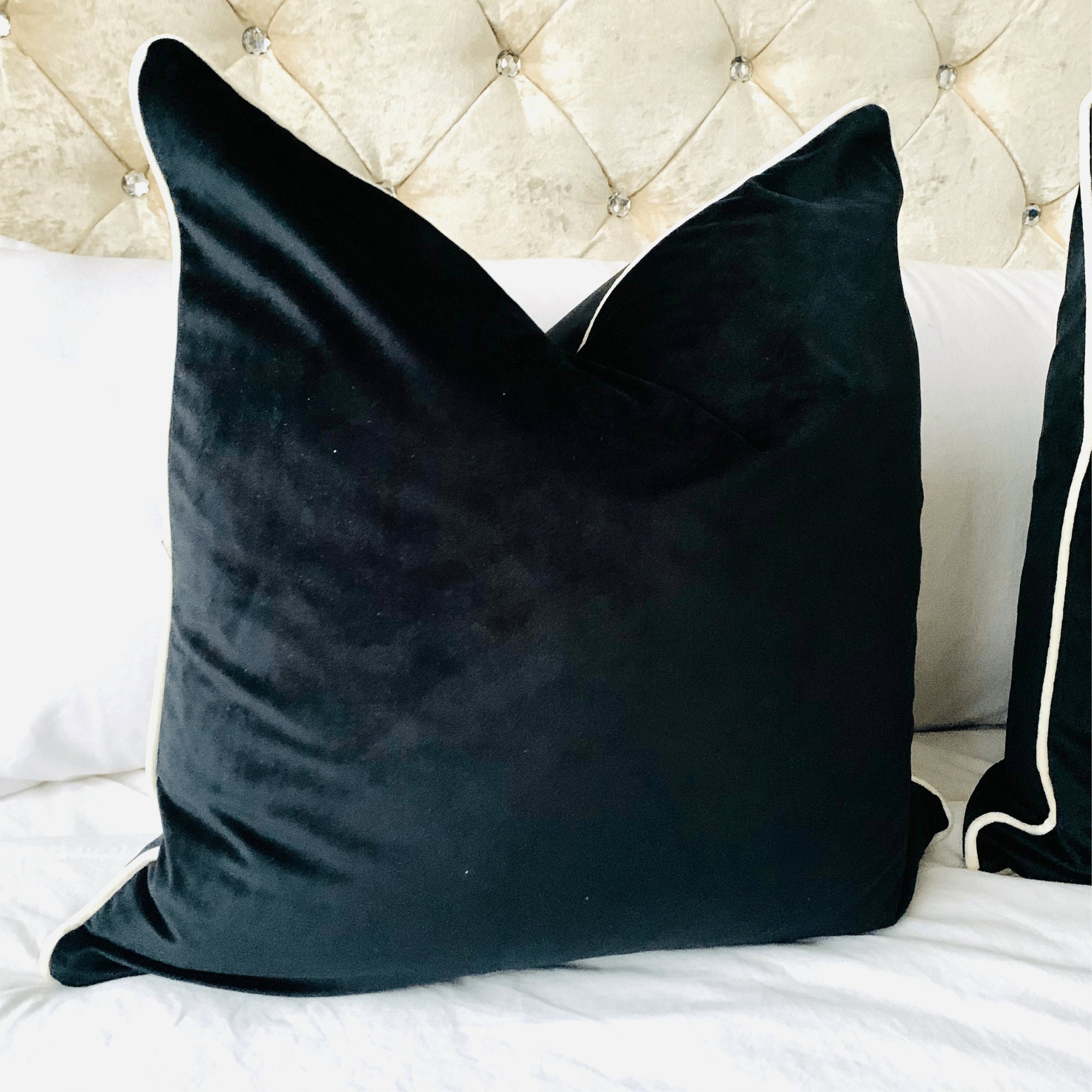 Black Velvet Cushion Cover Decorative Cushion Covers Etsy
