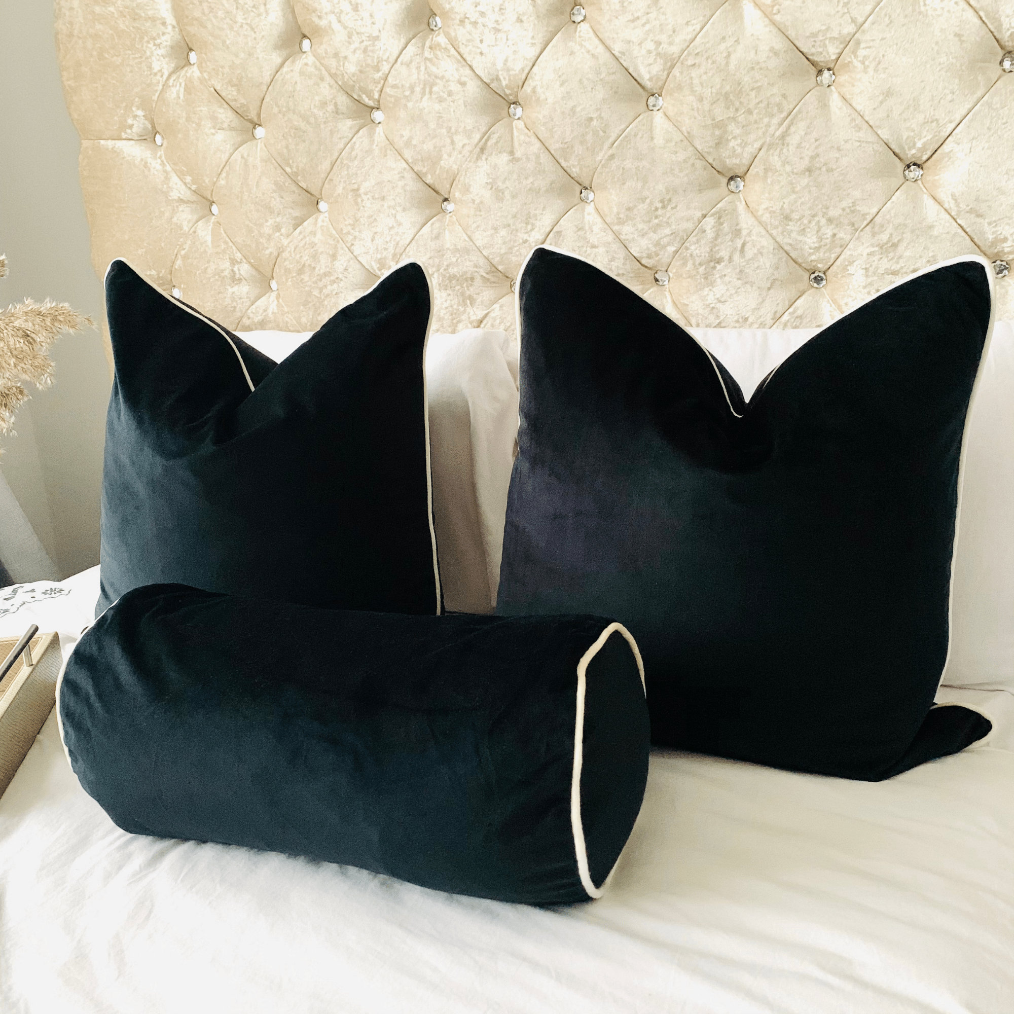 Black Velvet Cushion Cover Decorative Cushion Covers Etsy
