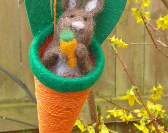 The Carroteers Racing Rabbits in Carrot Stunning Needle Felted Special Unique GiftCollectiblePresentEasterRareHandmade