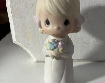 Bridesmaid 4" tall Precious Moments 1983 Porcelain E2831 Cross