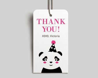 Panda Favor Tag Template, Panda Thank You Tags, Editable Favor Tag, Editable Thank You Tag