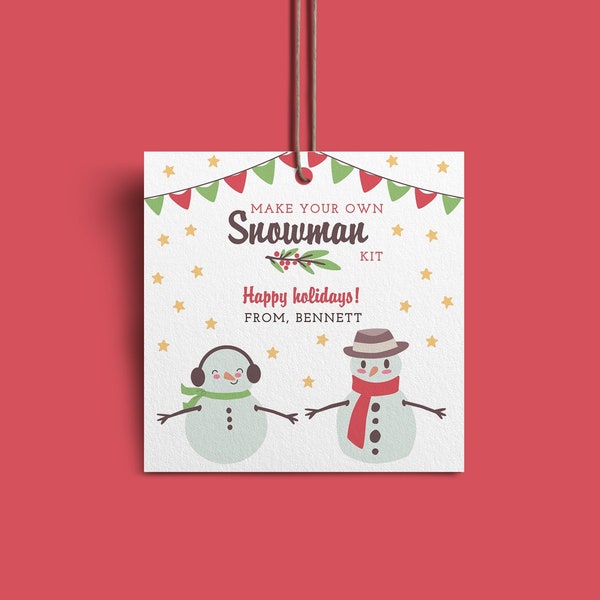 Make Your Own Snowman Kit Tag Template, Editable Build Your Own Snowman Kit Tag, Printable Tag, Customizable Tag