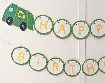 Garbage Truck Happy Birthday Banner, Garbage Truck Banner, Custom Garbage Truck Birthday Banner, Custom Garbage Truck Banner