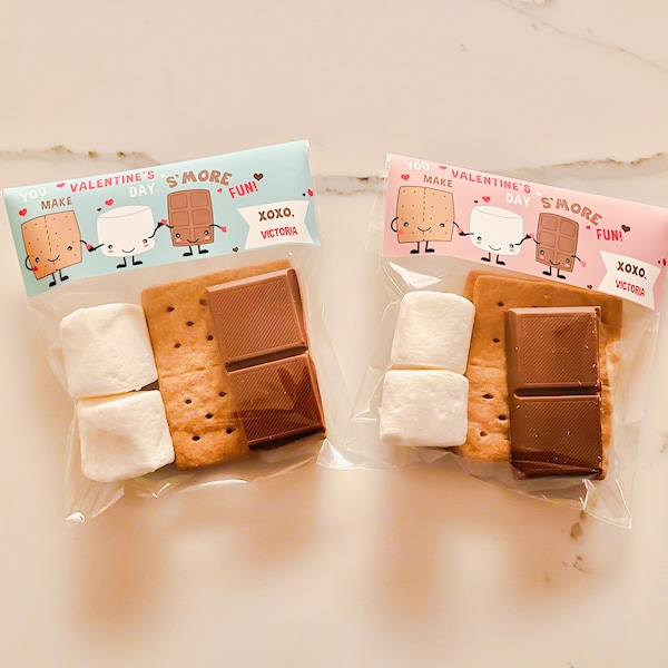 S'mores Valentine's Day Party Bags, S'mores Party Favor Bags, S'mores Party Favors, Smores