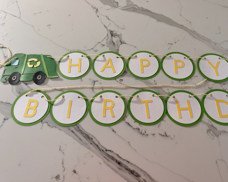 Garbage Truck Happy Birthday Banner Garbage Truck Banner Etsy