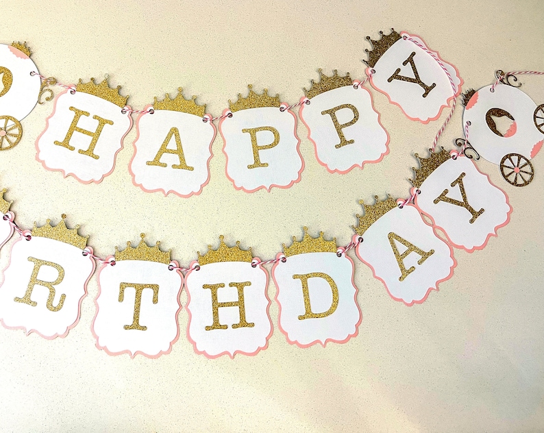 Princess Happy Birthday Banner Princess Banner Custom - Etsy