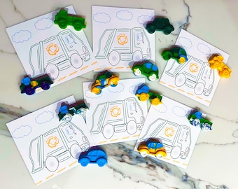 Garbage Truck Party Favors, Trash Bash Party Favors, Toddler Party Favors, Kids Party Favors, Crayon Party Favors