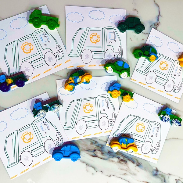 Garbage Truck Party Favors, Trash Bash Party Favors, Toddler Party Favors, Kids Party Favors, Crayon Party Favors