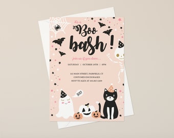 Halloween Party Invitation Template, Boo Bash Invitation, Halloween Costume Party Invitation, Editable Invite