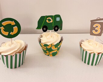8 Pcs Garbage Truck Cupcake Toppers - Perfect For Trash Truck Themed Birthday Parties & Recycling Decor - View #8