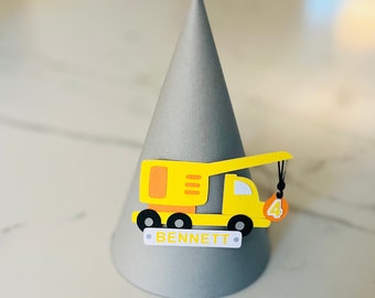 Construction Birthday Party Hat, Construction Birthday Party Decor, Boys Birthday Party Hat, 3rd Birthday, 4th Birthday