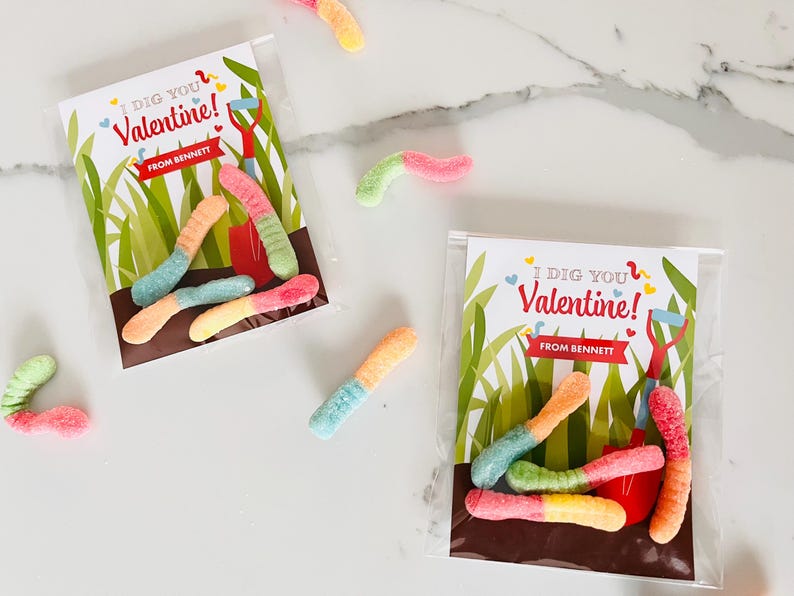 Personalized I Dig You Valentine Cards for Kids, Classmate Valentines ...