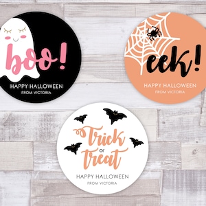 Trick or Treat Bag Stickers, Halloween Labels, Halloween Stickers, Personalized Halloween Candy Label