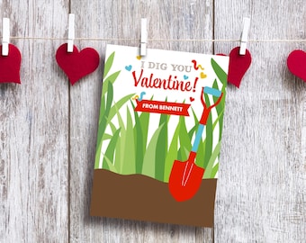 I Dig You Gummy Worm Printable Valentines Day Cards for Kids