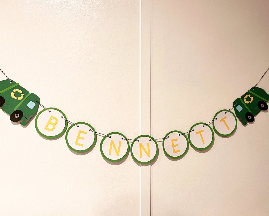 Garbage Truck Happy Birthday Banner Garbage Truck Banner Etsy