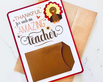 Thanksgiving Teacher Gift Card Holder, Thanksgiving Gift Card Holder, Teacher Gift, Fall Gift, Teacher Appreciation
