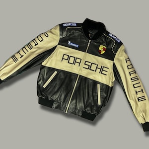 Vintage Porsche Leather Jacket | L Size | Porsche Racing