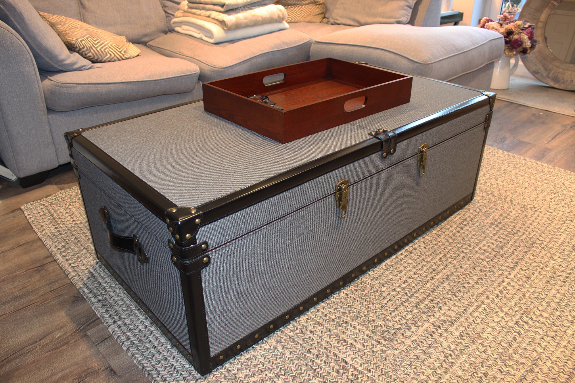 Hamptons Trunk Sliding Coffee Table Storage Box Etsy UK