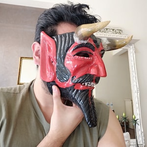 Beautiful wooden devil mask of Jaltocan Hidalgo