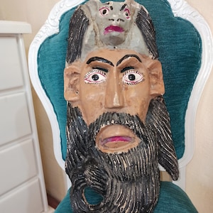 Big authentic Antique wood mexican  Mask