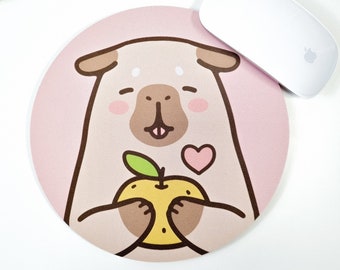 Yuzi Loves Yuzu Capybara Round Mousepad