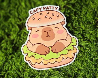 Capy Patty Vinyl Glossy Sticker - Capybara Cute Kawaii Decal - Durable Stickers For Journals, Planners, Scrapbooks, Laptops, Glossy Finish