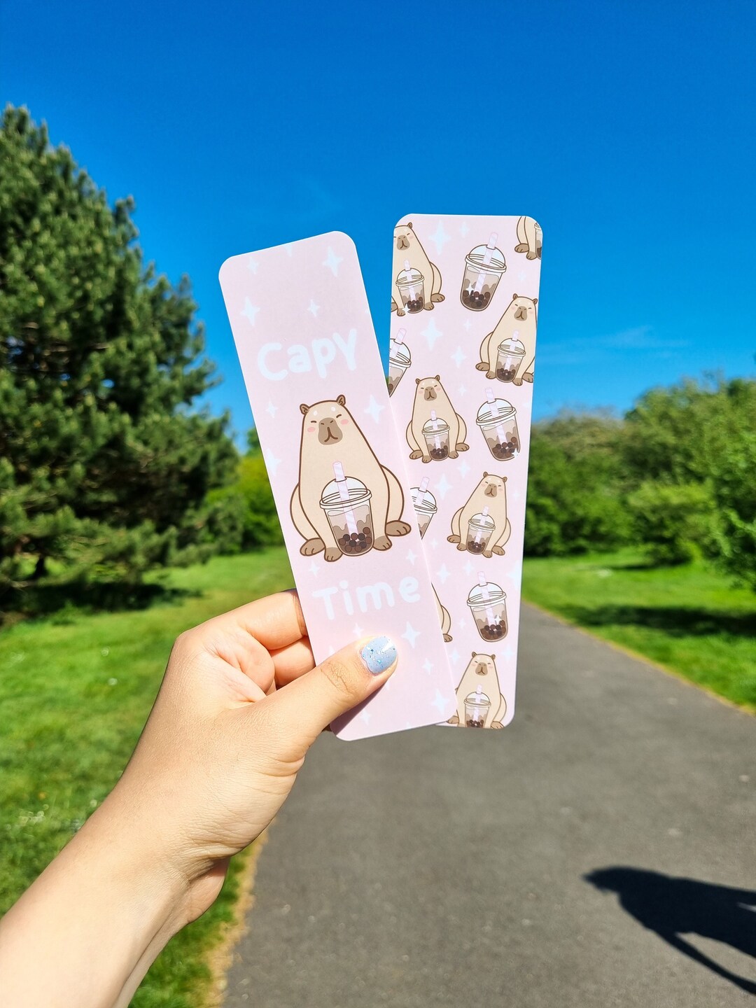 Capy Time Cute Capybara Bubble Tea Bookmark - Etsy UK