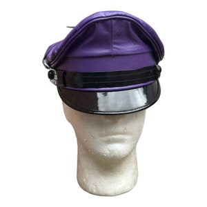 Real Cowhide Purple   Leather Muir,Biker,Gay, Cap