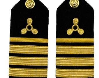 The US Navy Merchant Hard Curved Propeller 3 1/2 Gold Bars Epaulette